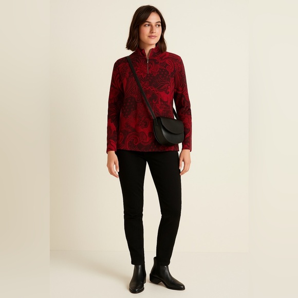 Chico's Red and Black Knit Top - Picture 1 of 6